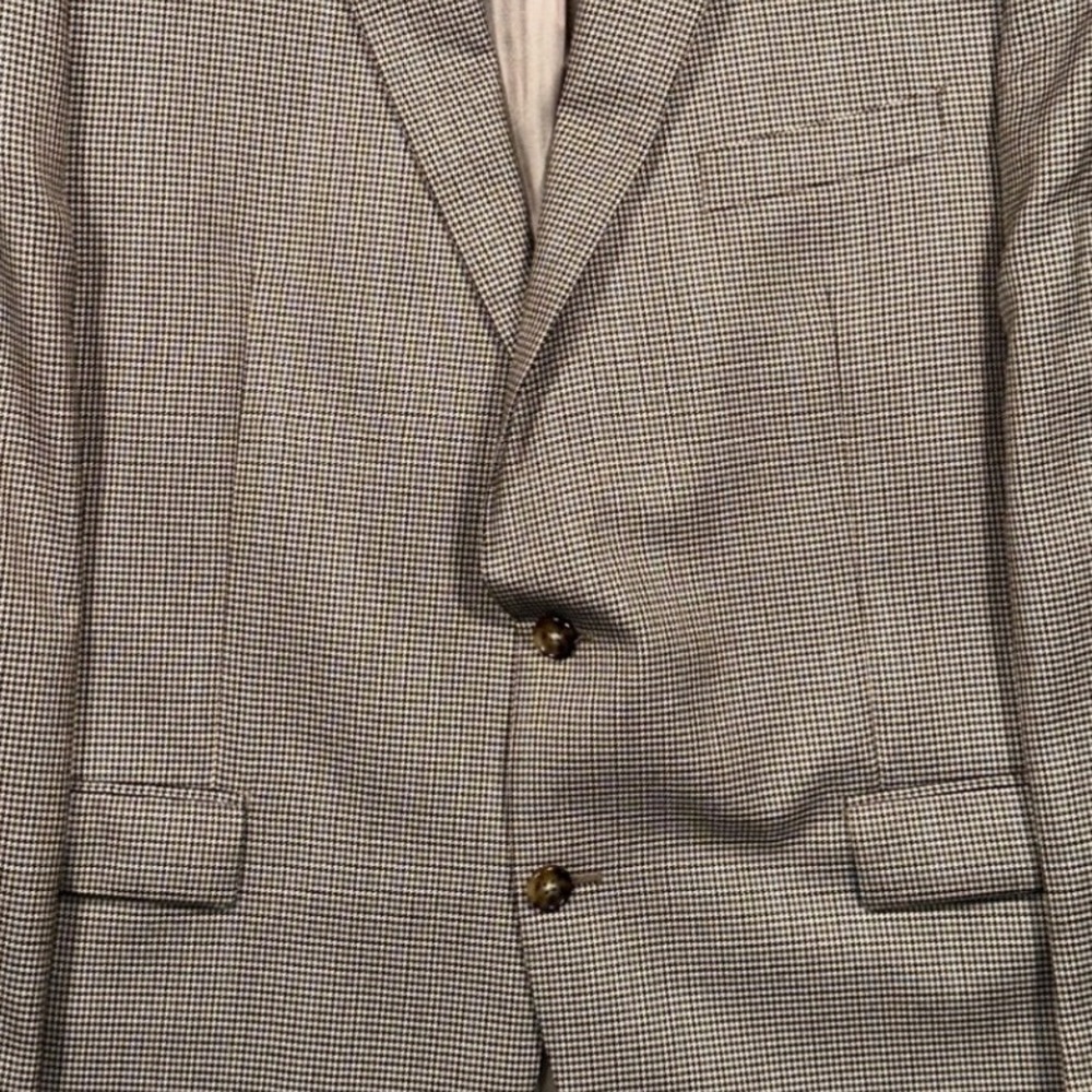 Lauren Ralph Lauren Blazer Mens 46R Tan Brown Houndstooth Sport Coat - Picture 5 of 7